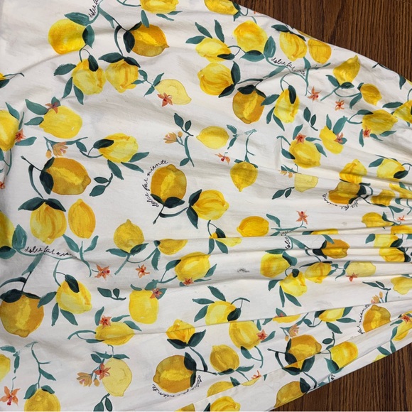 H&M Lemon Print Smocked Sundress White Yellow Sleeveless S Bonus earrings NWT - Picture 7 of 16
